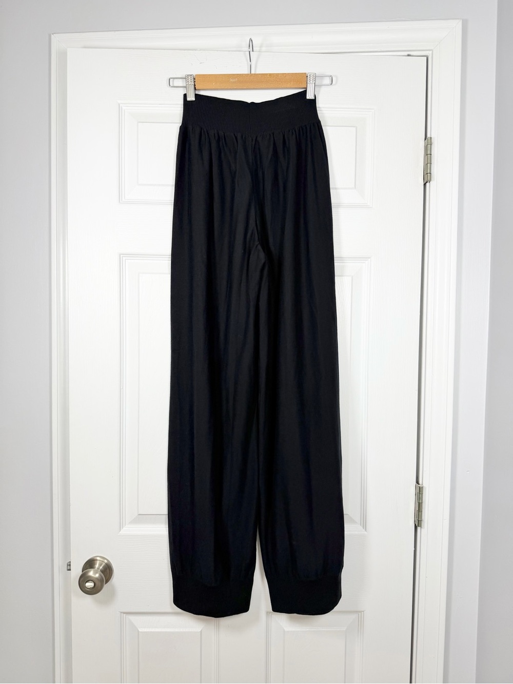 Sonia Rykiel Size 42 (10) • Black Knit Elastic Waist Wide Leg Jogger Pants. - Picture 2 of 3